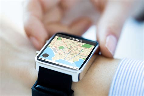 Smartwatch displaying a map on a person's wrist