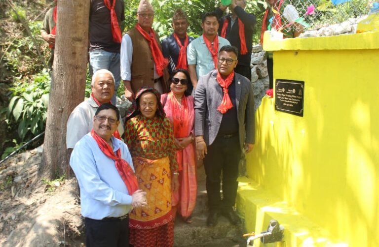 Rotarians gathered at a community service project
